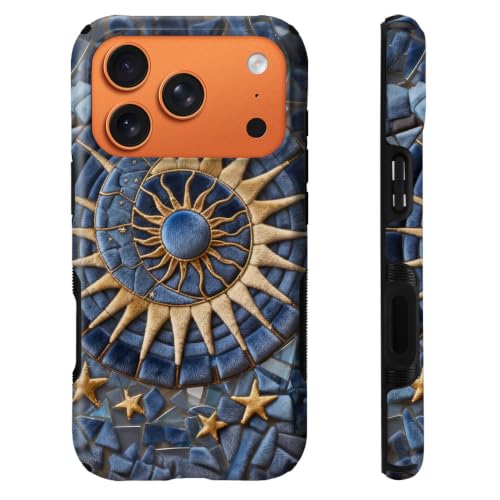 heindiy Compatible with iPhone 18 Pro/iPhone 17 Pro Case,Wireless Charging Compatible,Patented 2‑in‑1 Dual‑Layer Protection,Hot Transfer Print Hard Shell Cover - Stars Moon Celestial Stained by heindiy - Used condition - US$15.79