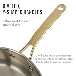 Martha Stewart Castelle 10 Piece 18/8 Durable Stainless Steel Induction Safe Pots and Pans Non-Toxic Kitchen Cookware Set - Gold Handles - Dishwasher Safe - Image 5