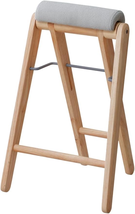 Amazon｜折りたたみ式ハイチェア 座面高 64cm 天然木仕様 クッション