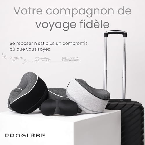 Coussin De Voyage Avion : Proglobe Coussin de Voyage Cervical, Mousse à Mémoire, Gris (Top 1) – Image 6