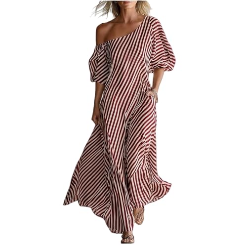 Robe d'été épaules dénudées ample et légère avec poches pratiques