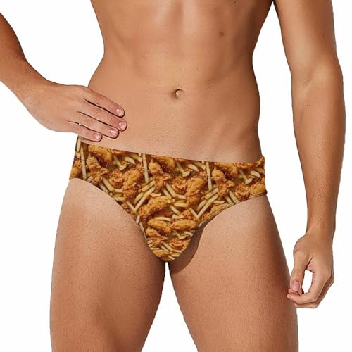 Chicken Strips French Fries Mens Swim Briefs Quick Dry Triangle Trunks Swimsuit Swimming Bikini Swimwear