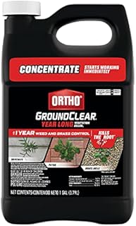 Ortho GroundClear Year Long Vegetation Killer1 - Concentrate, Visible Results in 3 Hours, Kills Weeds and Grasses to the Root When Used as Directed, Up to 1 Year of Weed and Grass Control, 1 gal.