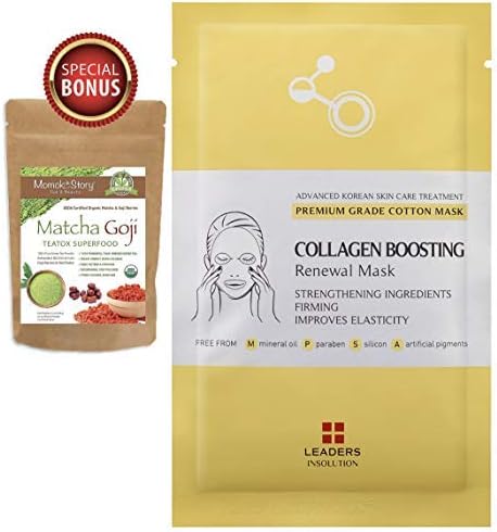 Leaders Collagen Boosting Renewal Medical Grade Treatment Mask | Anti-Aging & Lifting | Premium Collection with Concentrated Serum | Professional Remedy 10 Sheets -Momoko Story