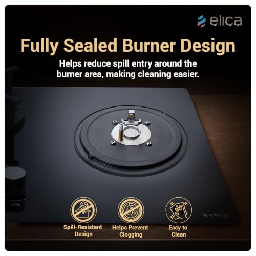 Image of Elica 75cm 3 Burner Auto Ignition Hob | RG FLEXI DFS AB 3B 75 DX | 8 mm Toughened Glass, Direct Vertical Flame Brass Burners, Fully Sealed Burner Design, 2 Year Comprehensive Warranty