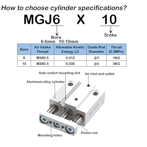 Vérin de guidage MGJ10-20 pour stopper les vibrations mécaniques et déviations d'axe - 7