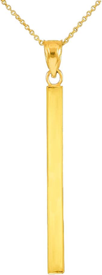 Dainty 10k Yellow Gold Polished Vertical Bar Necklace for Women