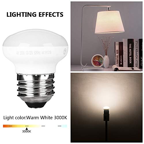 Haian Support China Cabinet Light Bulbs, 4W(25W) Short Light Bulbs, R14 E26 Curio Cabinet Light Bulb, 2700K Warm White, Dimmable, 4Pack #TOP3