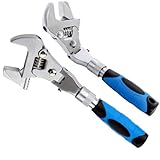 Flexhead Adjustable Wrench,10' to 12' Ratcheting Crescent Wrenches tool,Retractable Extension Shank and 180⁰ Rotating Head,Cr-V Chrome Vanadium Steel