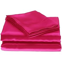 100% Mulberry Silk Sheet Set - 25 Momme Grade 6A, 16-18 Inch Deep Pocket, Luxurious Bed Sheets for Ultimate Comfort,King-Hot Pink