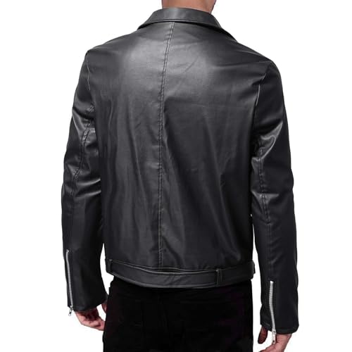Bomber biker homme en cuir synthétique coupe-vent zippé