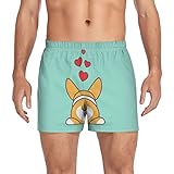 Fisyme Funny Corgi Butt Dog Boxers for Men, Boxer Shorts Soft Mens Underwear Boxer Briefs, M Multi