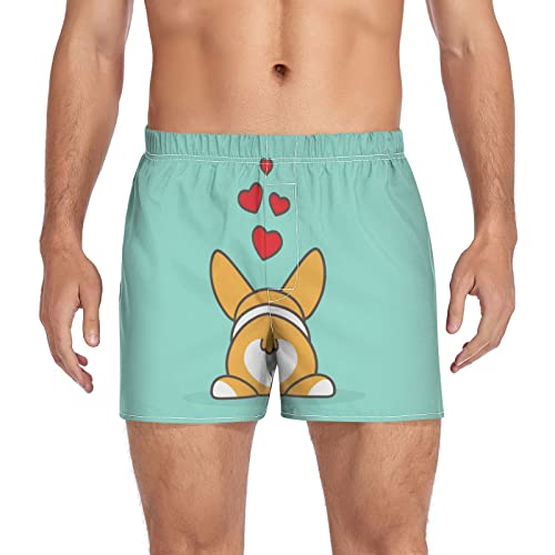 Fisyme Funny Corgi Butt Dog Boxers for Men, Boxer Shorts Mens Underwear Boxer Briefs