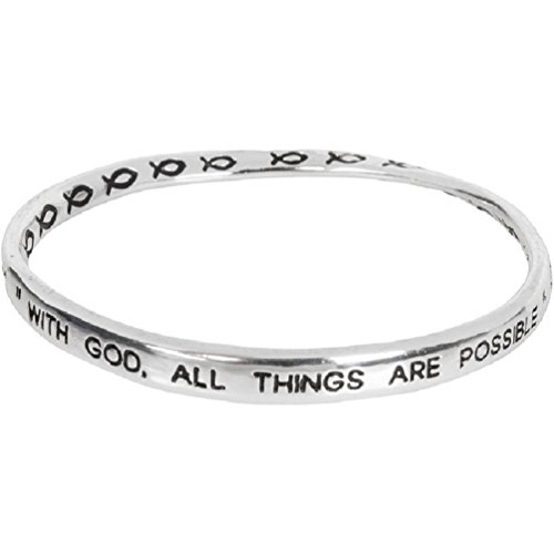 Heirloom Finds Silver Tone with God All Things are Possible Twist Bangle Bracelet