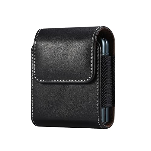 Aopan Ceinture Clip Étui Cuir Boucle Coque pour Samsung Galaxy Z Flip 3 / Samsung Galaxy Z Flip/Motorola RAZR, Noir Cover