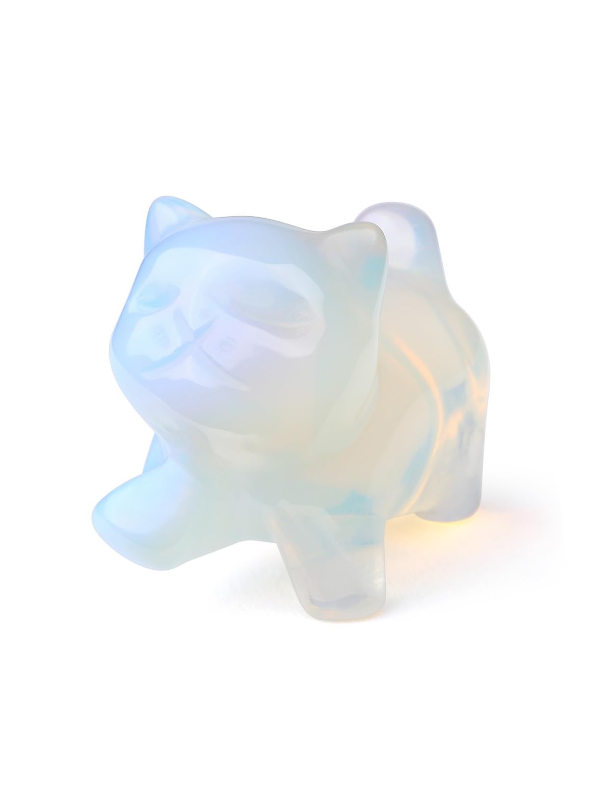 JSDDE Opalite Crystal Cat Figurine Gifts, Cute Healing Crystal Gemstone Cats Statue Ornament for Home Office Decor, 1.5” Cats Gift for Women Men Christmas