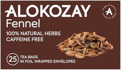 Alokozay Fennel Tea, Caffeine-Free, 25 Tea Bag, 45g