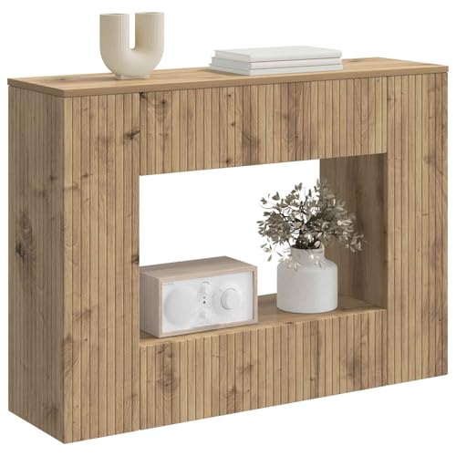 vidaXL Mesa de pared Roble Artisan 101 x 29 x 74 cm Madera Construida, Consola rectangular moderna, duradera y resistente a la humedad, muebles de entrada versátiles con acento para el salón