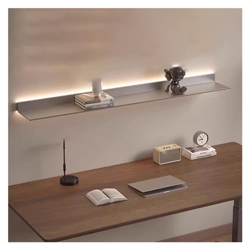 Étagères murales flottantes LED en aluminium gris de salon moderne 60x25cm
