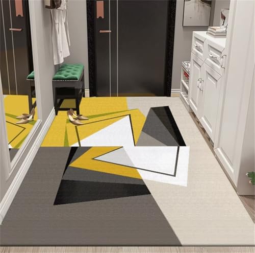 Tapis pour chambre garçon adolescent au design géométrique gris et jaune