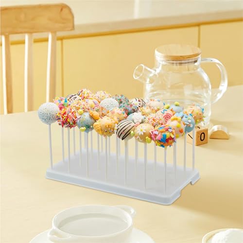 28 Holes Cake Pop Stand for Cake Pops, Lollipop Hold Stand, Cake Pop Display Holder, Candy Pop Holder with 100 Pcs Cake Pop Sticks, 100 Pcs Cake Pop Bags, 100 Pcs Gold Twist Ties(White) by TAIHUIMY - Image 6