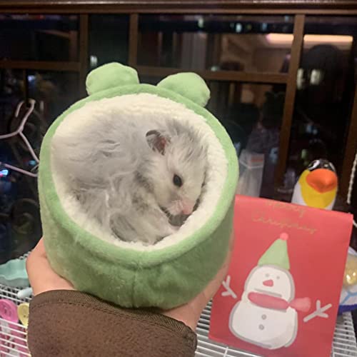 Hamster Hammock Small Animals Bed Dwarf Hedgehog Rat Chinchilla Guinea Habitat Mini House Cage Accessories Warm Removable and Washable (Green) - Thumbnail 6