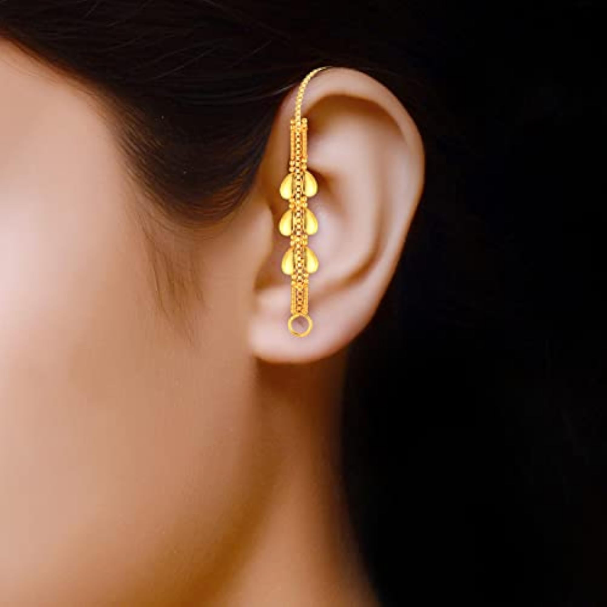 Women's 1Gram Gold Plated Kanchain Ear Chain Earcuff