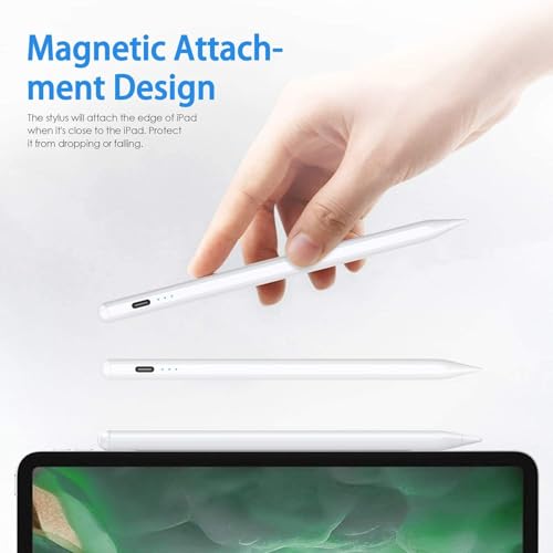Image of Universal Stylus Pen for Touch Screen Devices Compatible with Android, iOS, Tablets & Smartphones Pencil Power Display Tilt Sensitivity Magnetic Adsorption- (White)