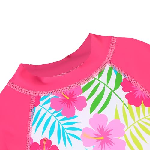 Image of Girls Two Piece Swimsuit Long Sleeve Floral Bathing Suit UPF 50+ Summer Beach Swimwear
