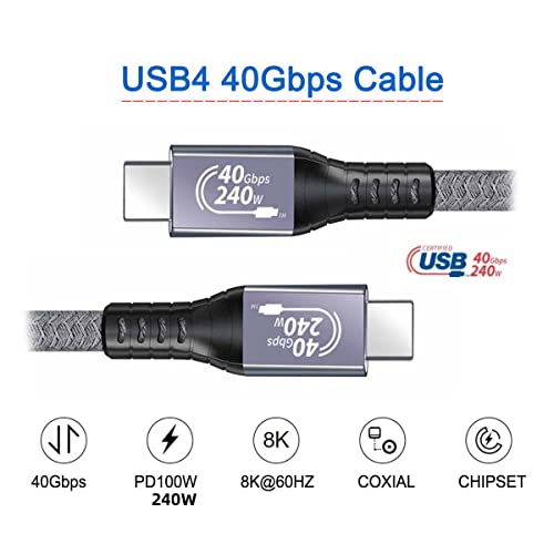 CY Cable USB4 USB-C 240W Type-C Male to Male Cable 48V 5A Compatible with USB4.0 40Gbps 8K 100W Charging for Laptop Tablet Phone - Image 2