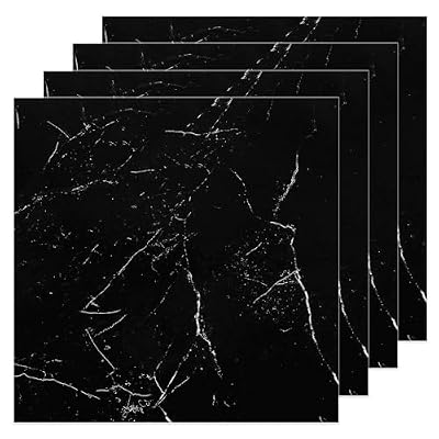 AKOLAFE 40 Sheet Vinyl Flooring 12” x 12” Peel and Stick Floor Tile Waterproof Black Marble Vinyl Floor Tiles Clearance Self Adhesive Floor Tiles Sticky Laminate Flooring for Bathroom Kitchen Basement