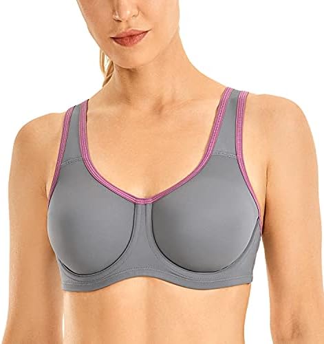 SYROKAN Women's Max Control Underwire Sports Bra High Impact Plus Size with Adjustable Straps
