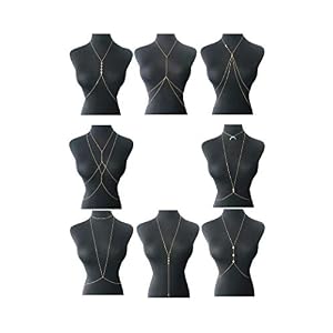 Tornito 4-8Pcs Sexy Body Chain Belly Waist Chain Necklace Summer Beach Bikini Bra Body Jewelry for Women Gold Tone