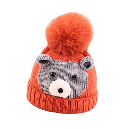 Kids Winter Knitted Bear Hats For Toddler Baby Girls Boys, Pompom Cute Infant Stocking Cap Outdoors Cap (Color : Orange, Size : 5-30 Months) #TOP20