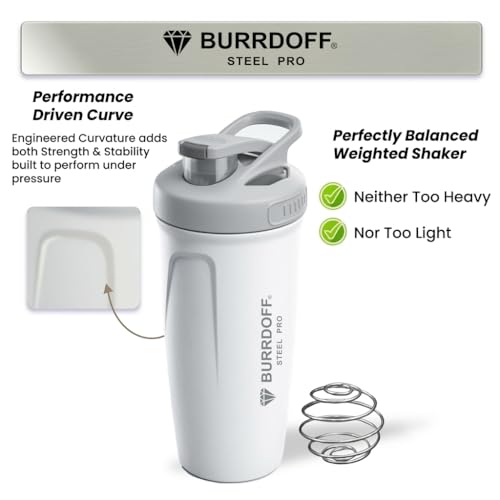 Image of Steel Performance Pro Protein Shaker Bottle (PUSH LOCK BUTTON), Gym Shaker Steel Shaker Bottle Gym Shaker Bottle shaker bottles for protein shake gym protein shaker (White)