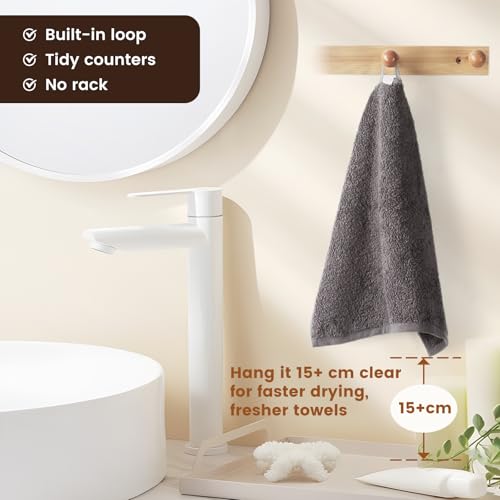 SEMAXE 12-Pack Cotton Washcloths with Hanging Loops, Gray by SEMAXE - Used condition - Image 2