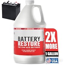 Battery Restore Desulfator Solution - 1 Gallon Refill - Treats 3 to 6 Lead Acid Batteries for Golf Carts, Motorcycles, Boats, ATVs, RVs & Forklifts - Extends Battery Life - Made in the USA - Non-Toxic