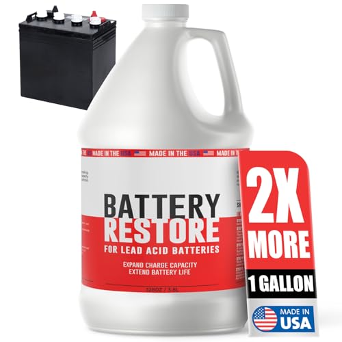 Battery Restore Desulfator Solution - 1 Gallon Refill - Treats 3 to 6 Lead Acid Batteries for Golf Carts Motorcycles Boats ATVs RVs & Forklifts - Extends Battery Life - Made in the USA - Non-Toxic