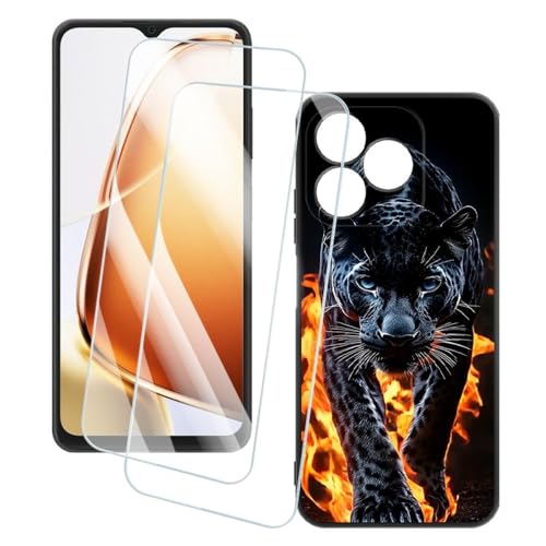 OAGELIM 2�Z�b�g �X�N���[���v���e�N�^�[ + �P�[�X Blackview Wave 9C (6.56 �C���`) �Ƃ̌݊������� �A�[�e�B�X�e�B�b�N�J�X�^���v�����g�J�o�[�Ƌ����K���X�t�B���� �X�N���b�`�h�~ (�`�[�^�[)