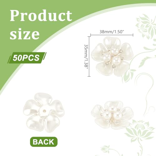 AHANDMAKER 50pcs Rhinestone Pearl Flower Embellishments, Flatback Buttons, Vintage Flower Buttons for DIY Crafts, Scrapbooking, Jewelry Making, Wedding Decor by AHANDMAKER - Used condition - Image 2