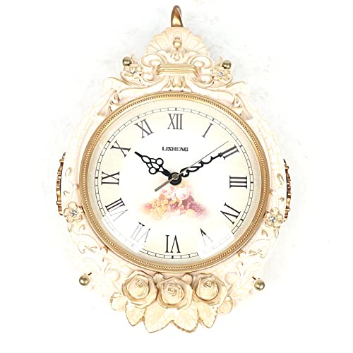 Reloj de pared analógico silencioso doble cara 14.05x9.05 pulg miniatura 3