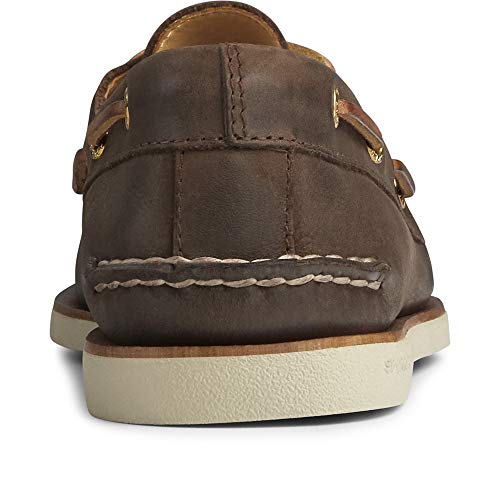Sperry Sapato náutico masculino Gold Cup autêntico original com 2 ilhoses, Marrom, 9.5 Wide