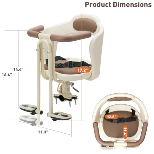 Ercabikker Kid's Bike seat Front Child Carrier Bike Chair for Bicycle Kids seat for Children 2~4 Years,Weight 55 lbs Off White by Ercabikker - Used condition - Image 7