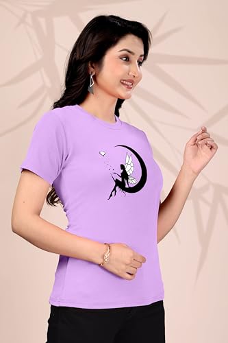 Image of Women Round Neck Printed Cotton Blend Regular Fit T-Shirt