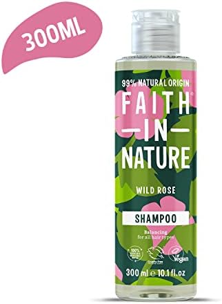 Faith In Nature 300 ml Natural Wild Rose Shampoo, Restoring, Vegan and Cruelty Free, No SLS or Parabens, for Normal to Dry Hair