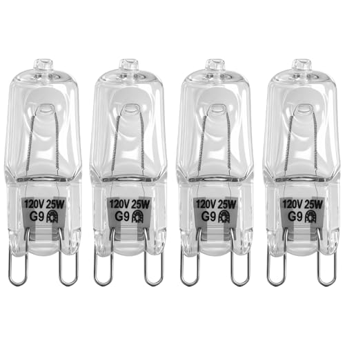 SDRZJX 4PCS G9 120V 25W Oven Light Bulbs Halogen Wall Oven Light Bulbs Compatible with Whirlpool Kitchenaid Maytag and Jenn-Air Microwave Replace#: WPW10169757 W10169757 W10208564