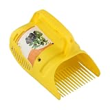 Kivivaka Raccoglitore per mirtilli con denti a pettine, per rastrello per bacche di grande capacità, raccolta efficiente di mirtilli, mirtilli rossi e piccoli frutti, giardino ergonomico, giallo, 22 x