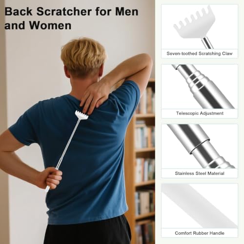 Image of HOFASON Back Scratcher 6 Pack, Stocking Stuffers for Men Adults Women Teens | Christmas Small Bulk Gifts for Men Women Teens, White Elephant Gag Birthday Gifts, Party Favors Prizes for Adults (White)