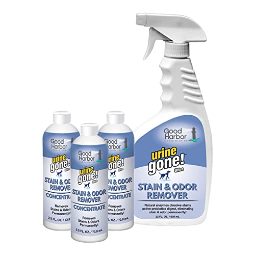 Urine Gone New! Environmentally Friendly Pet Stain Remover & Odor Eliminator: Heavy Duty Carpet Cleaner Instantly Penetrates And Neutralizes Pet Odors – Makes 1 Bottles Enzyme Fabric Cleaner Spray For Dog And Cat 24 Fl Oz #TOP7
