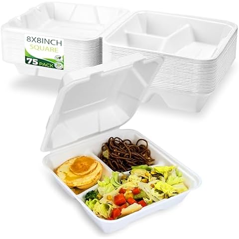 BIRCHIO 75 Pack Compostable Food Containers Cover